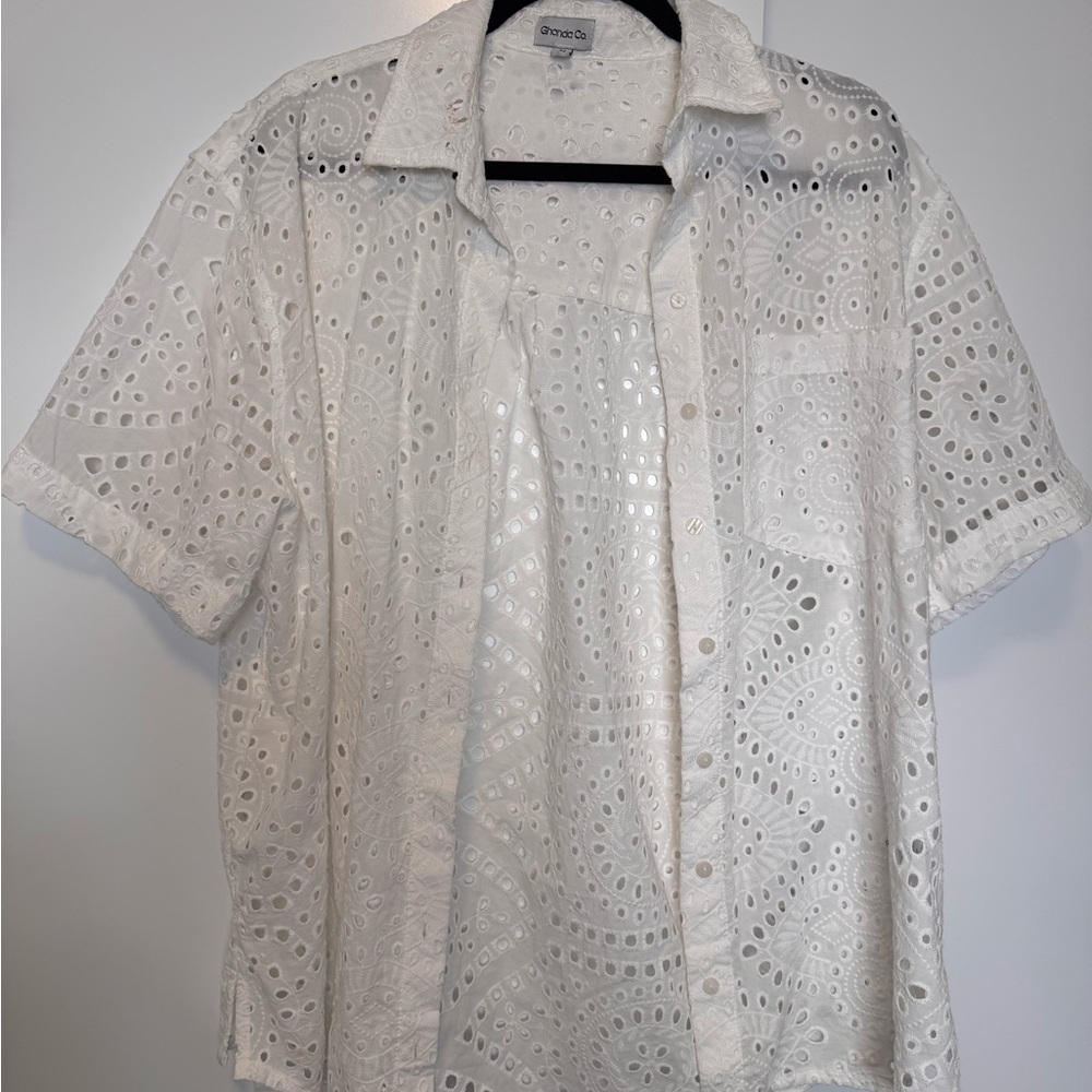 Women’s White Eyelet Shirt